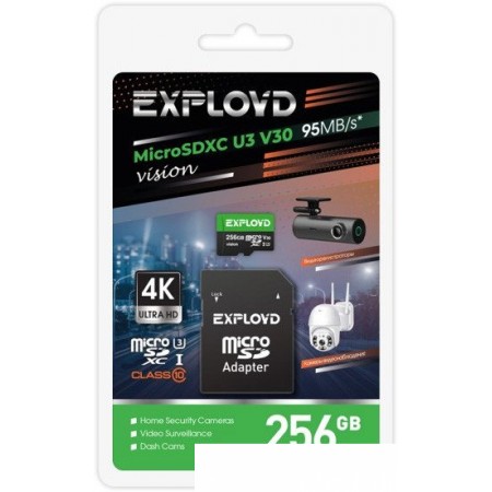

Exployd Vision microSDXC 256GB EX256GCSDXC10-U3-V30 (с адаптером), Vision microSDXC 256GB EX256GCSDXC10-U3-V30 (с адаптером)